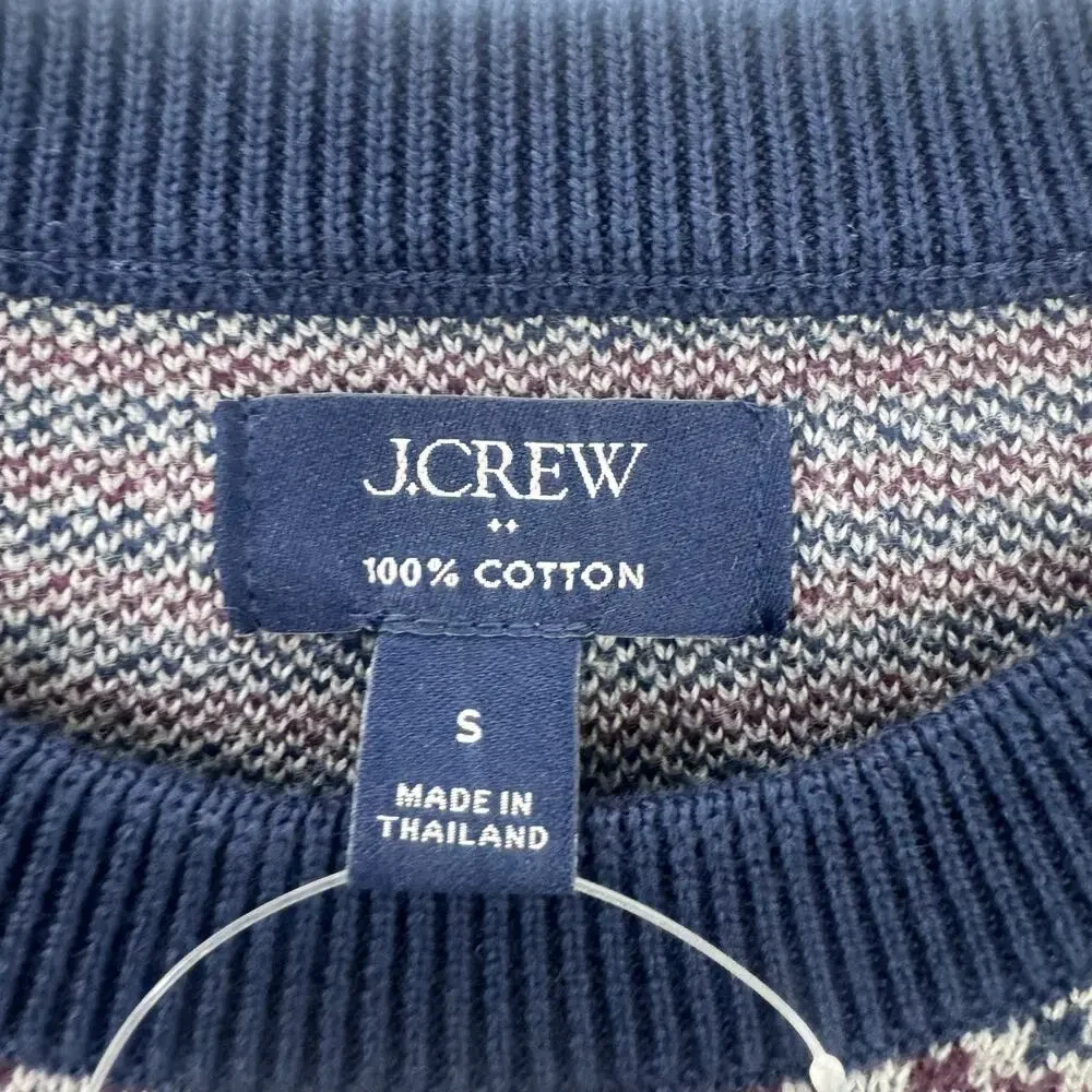 J. Crew Houndstooth Crewneck Sweater Heather Graphite Navy Gray Size S NWT